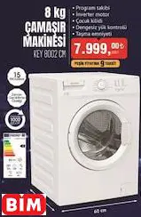 8 KG ÇAMAŞIR MAKİNESİ KEY 8002 CM